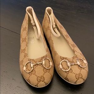 Gucci girls canvas ballet flat horsebit 271267 32
